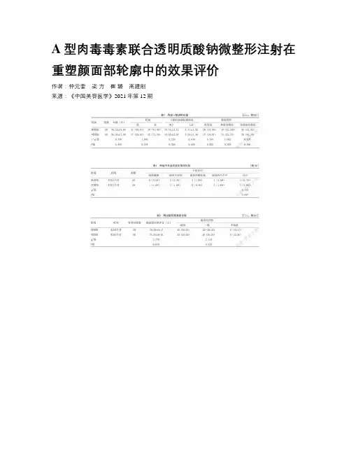 A型肉毒毒素联合透明质酸钠微整形注射在重塑颜面部轮廓中的效果评价