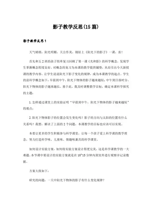 影子教学反思(15篇)