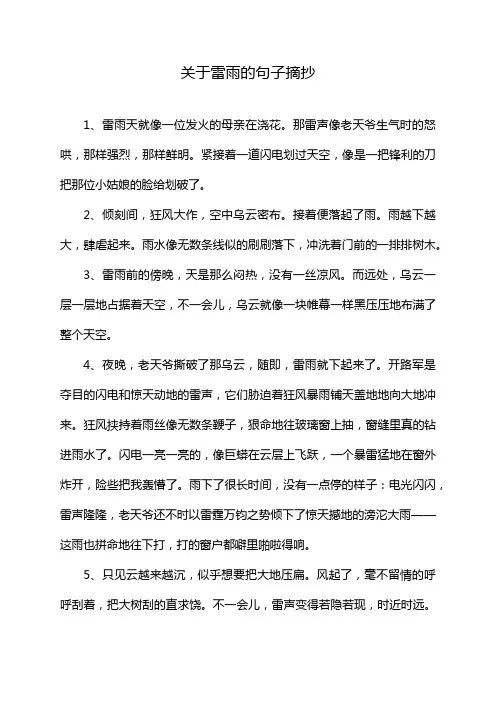 关于雷雨的句子摘抄