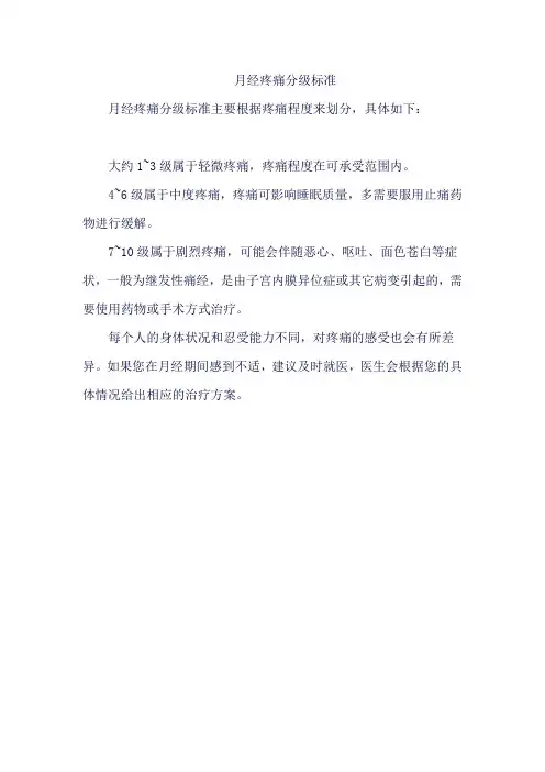 月经疼痛分级标准