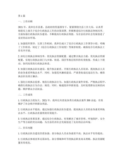 行政综合执法年度总结(3篇)