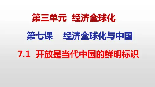 2022-2023学年高中政治统编版选择性必修一7-1开放是当代中国的鲜明标识 课件(24张)