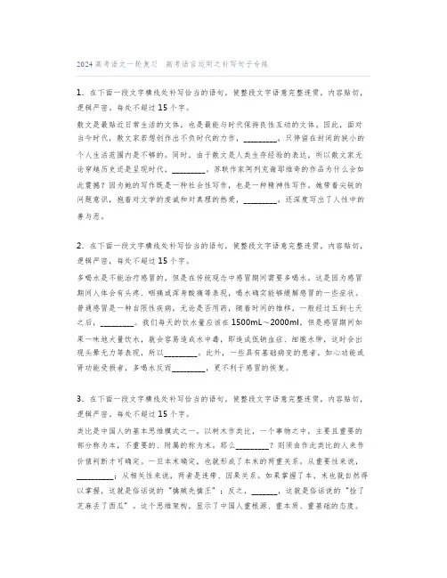 2024高考语言运用之补写句子专练