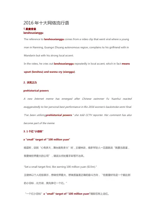 2016年十大网络流行语