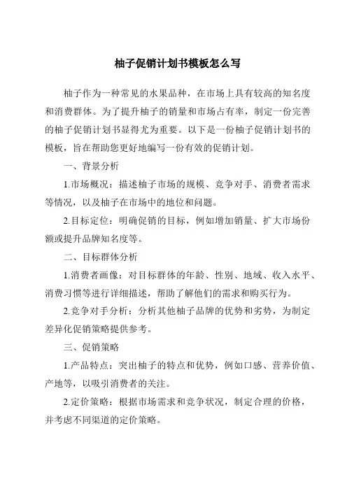 柚子促销计划书模板怎么写