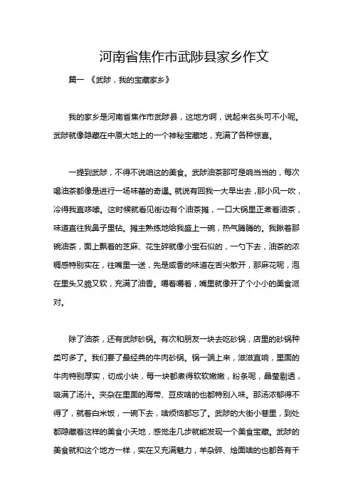 河南省焦作市武陟县家乡作文