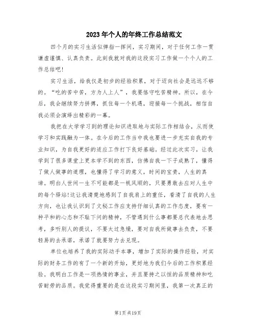 2023年个人的年终工作总结范文(8篇)