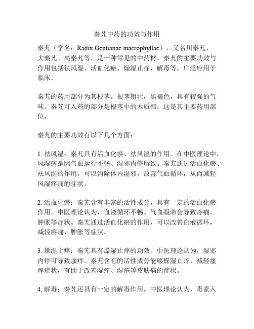 秦艽中药的功效与作用