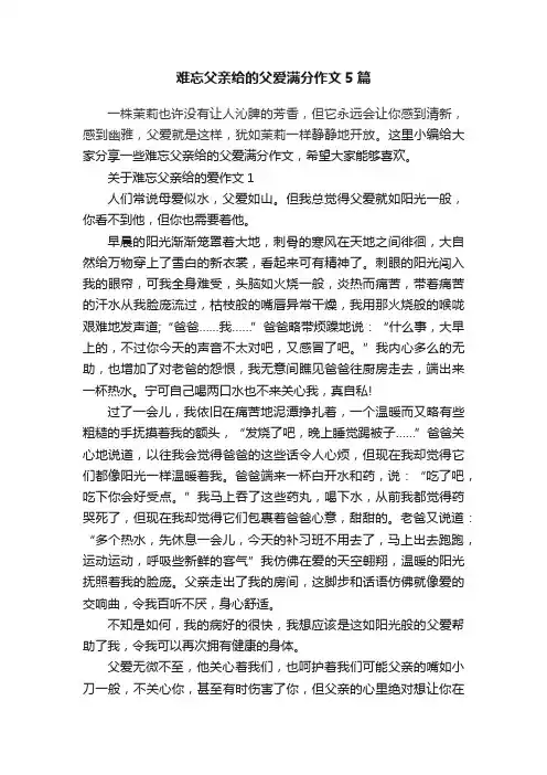 难忘父亲给的父爱满分作文5篇