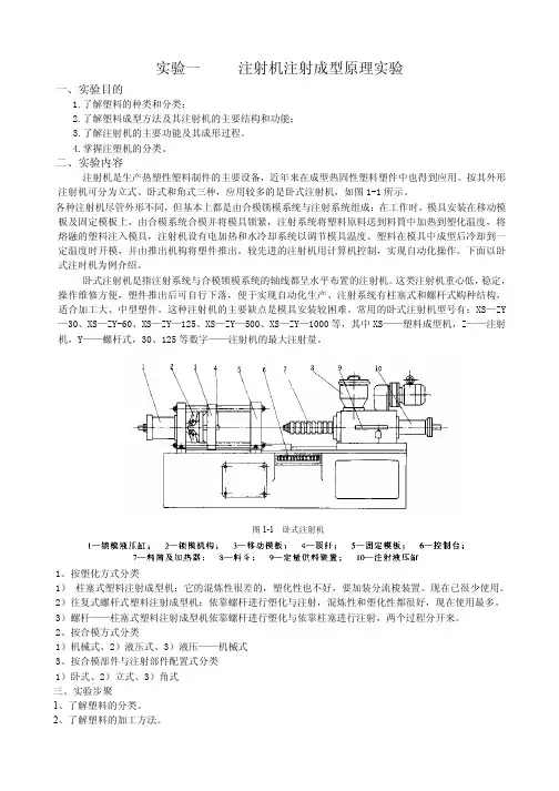 实验一  注射机注射成型原理实验