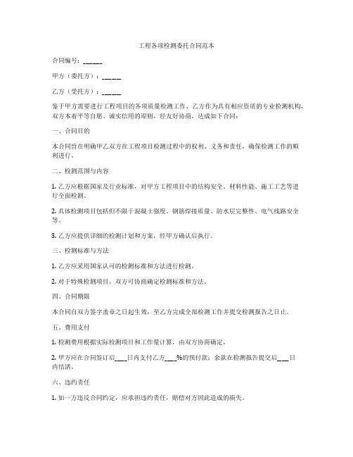 工程各项检测委托合同范本