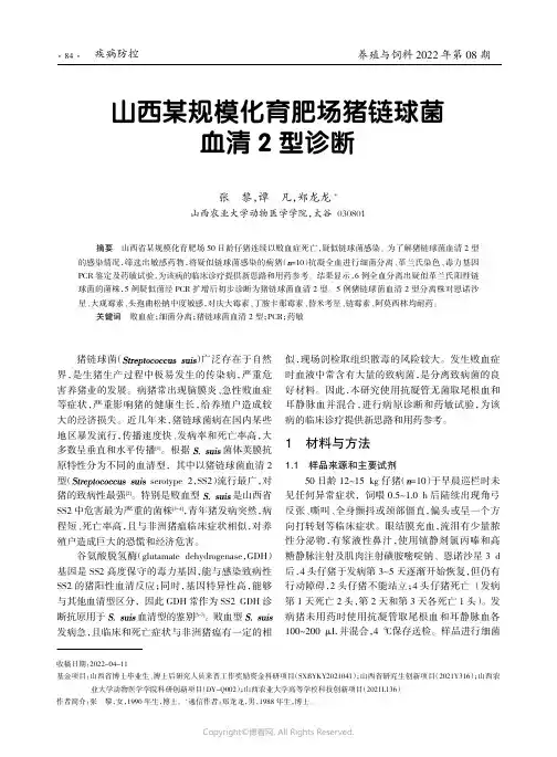 山西某规模化育肥场猪链球菌血清2型诊断