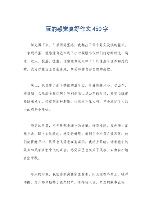 玩的感觉真好作文450字