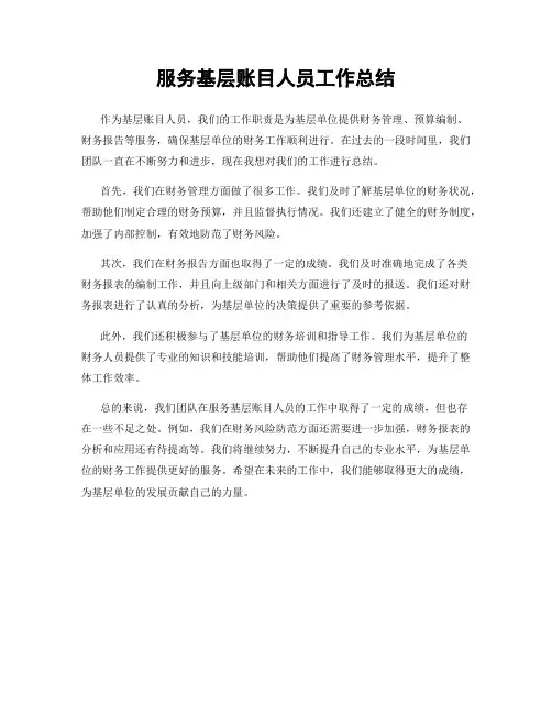 服务基层账目人员工作总结