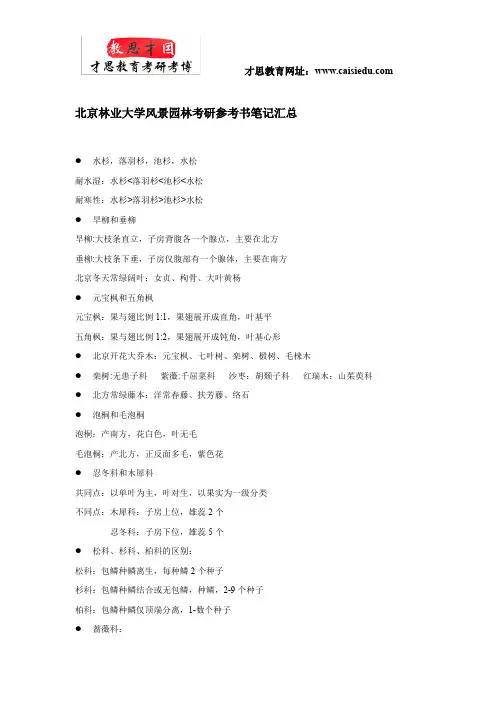 北京林业大学风景园林考研参考书笔记汇总