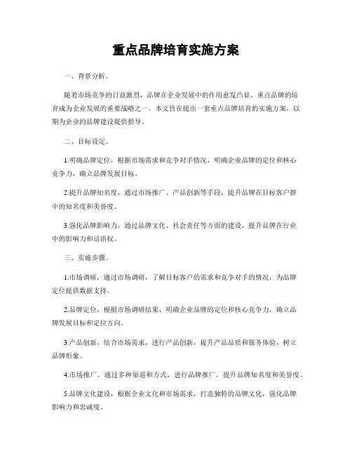 重点品牌培育实施方案