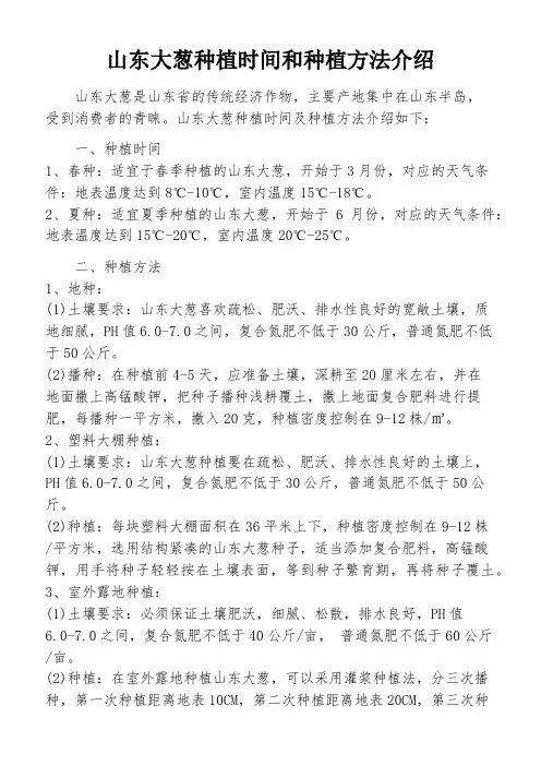 山东大葱种植时间和种植方法介绍