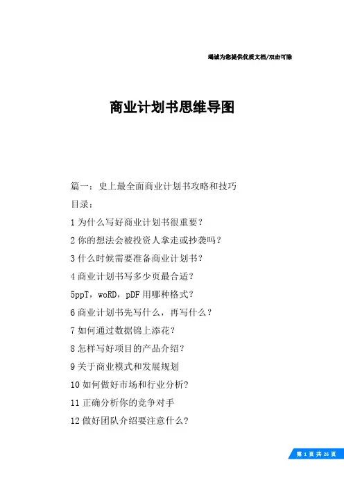商业计划书思维导图