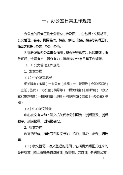 办公室日常工作规范