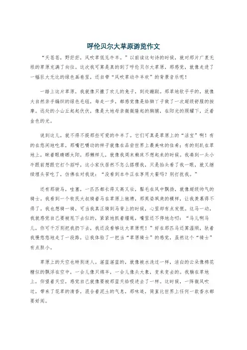 呼伦贝尔大草原游览作文