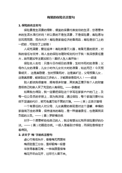 梅第的保险名言警句