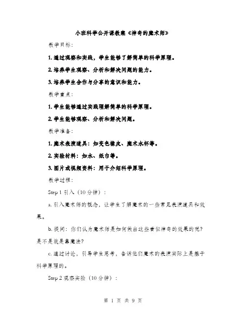 小班科学公开课教案《神奇的魔术师》