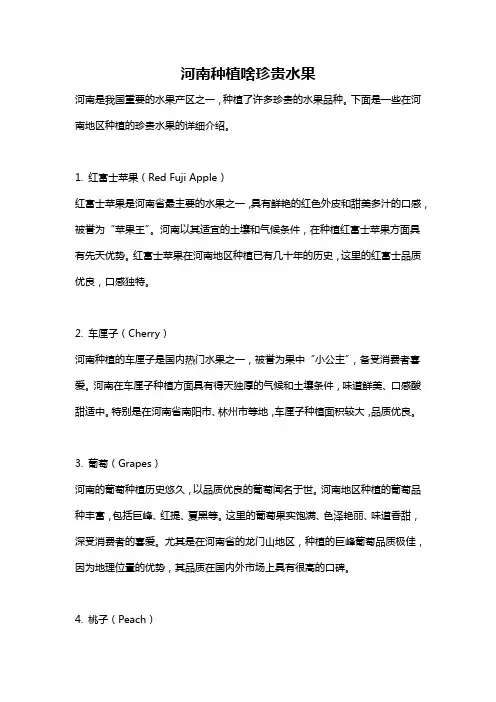 河南种植啥珍贵水果