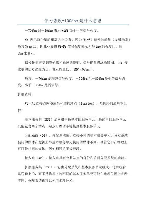 信号强度-100dbm是什么意思