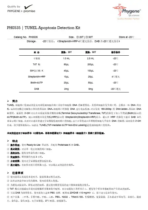 PH0535 TUNEL Apoptosis Detection Kit凋亡试剂盒实验操作手册与解决方法