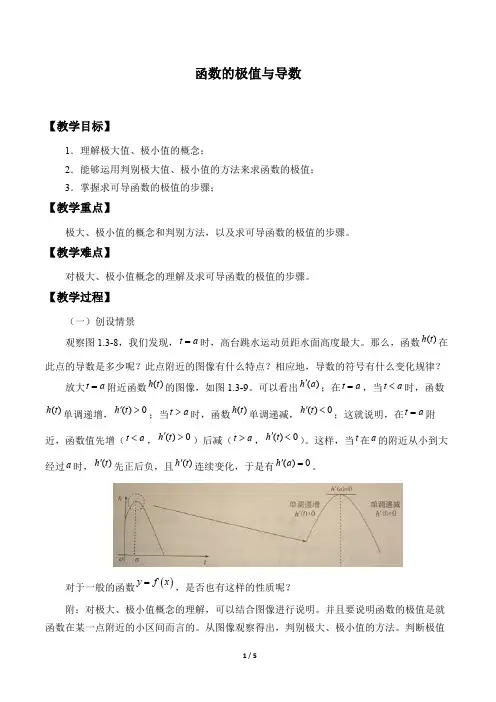 函数的极值与导数优秀教学设计