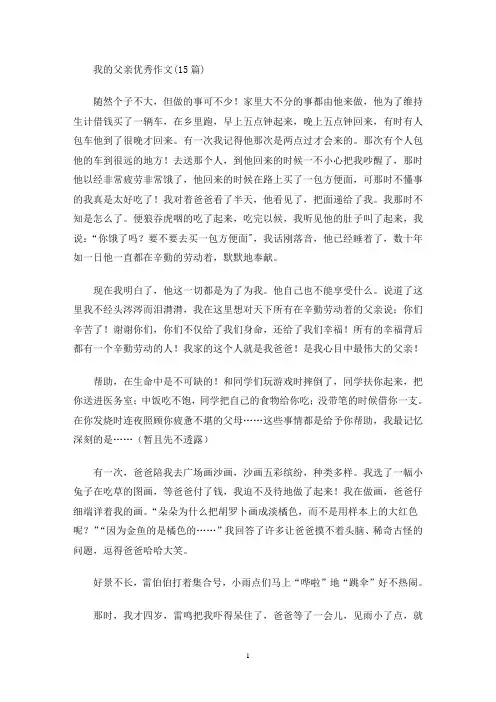 我的父亲优秀作文(15篇)(最新)