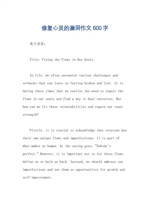 修复心灵的漏洞作文600字