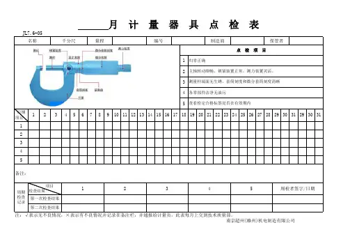 千分尺点检表