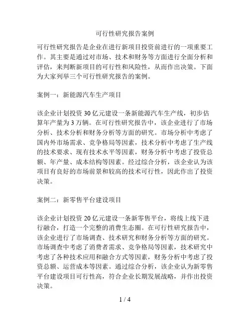 可行性研究报告案例