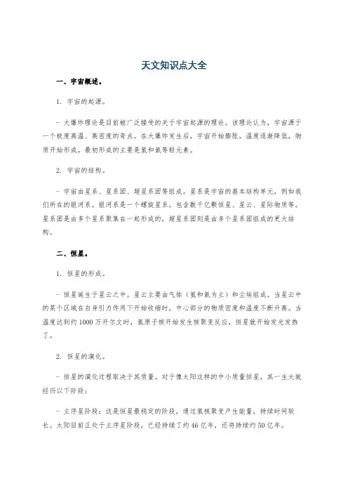 天文知识点大全