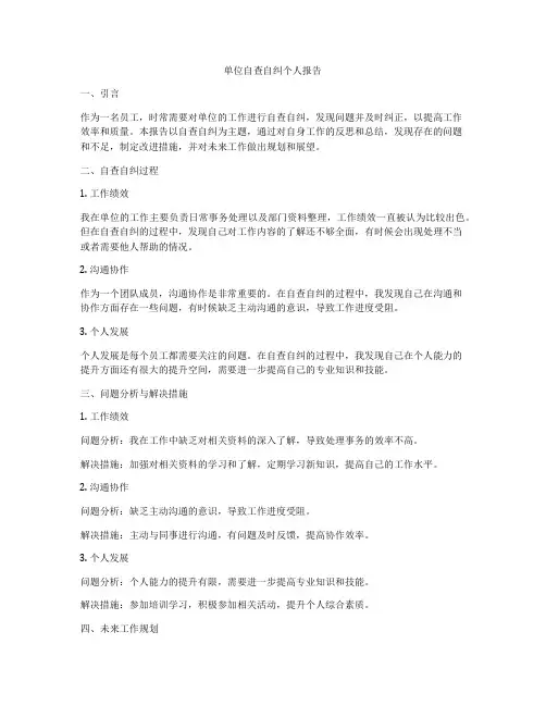 单位自查自纠个人报告