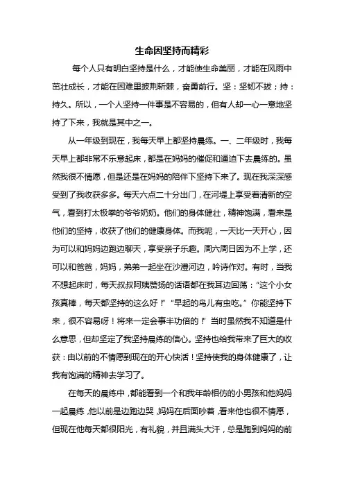 五年级作文：生命因坚持而精彩作文800字