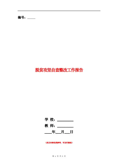 脱贫攻坚自查整改工作报告【新版】