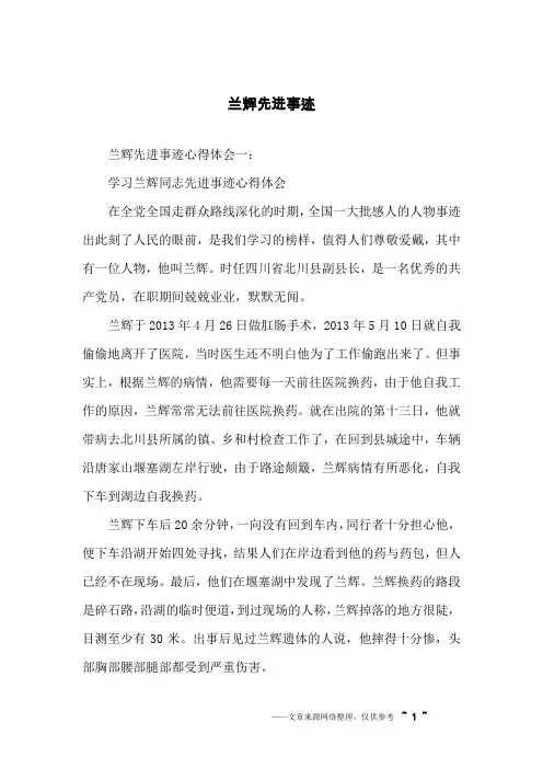 兰辉先进事迹