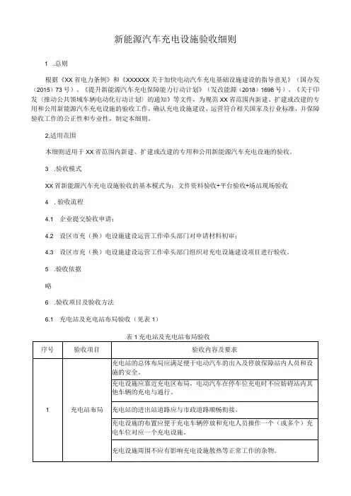 新能源汽车充电设施验收细则