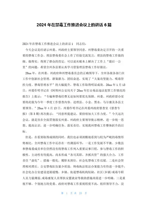 2024年在禁毒工作推进会议上的讲话6篇