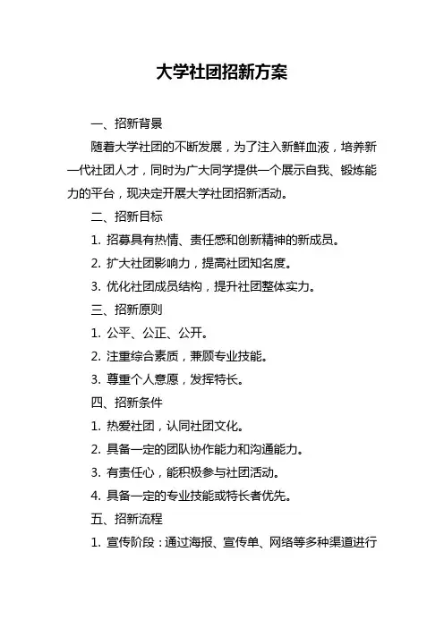 大学社团招新方案