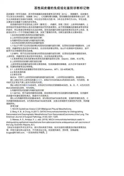 恶性间皮瘤的免疫组化鉴别诊断标记物