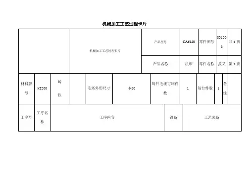CA车床拨叉机械加工工艺过程卡片及工序卡
