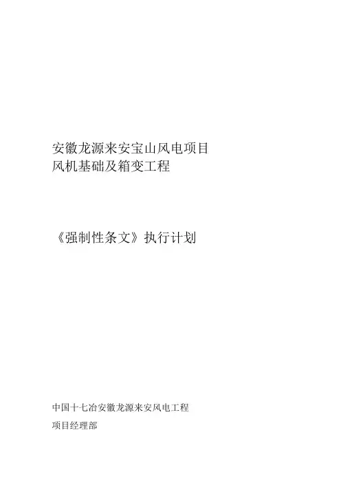 风电场工程强制性条文执行计划