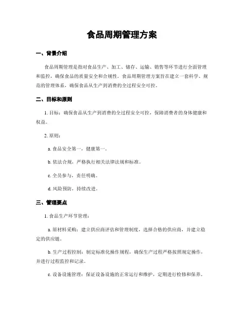 食品周期管理方案