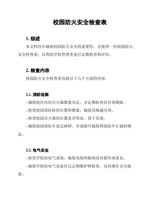 校园防火安全检查表