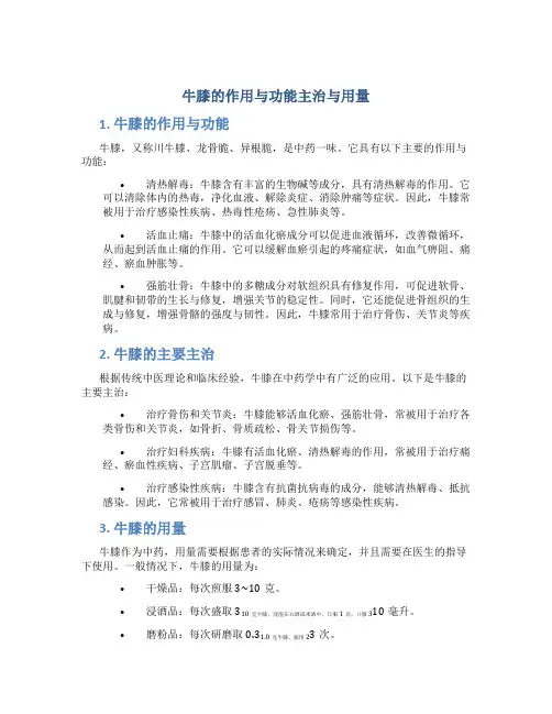 牛膝的作用与功能主治与用量图片