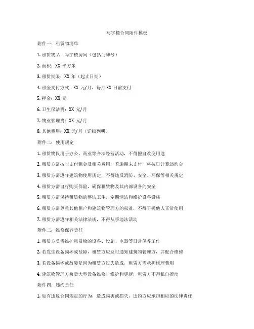 写字楼合同附件模板