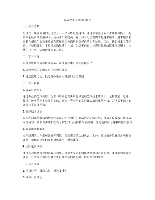 篮球青少年培训计划书